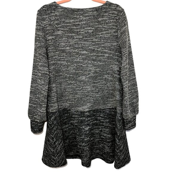 LOFT Women's Metallic Gray Sweater Dress, Medium, Balloon Sleeve, Fit & Flare - Picture 4 of 16